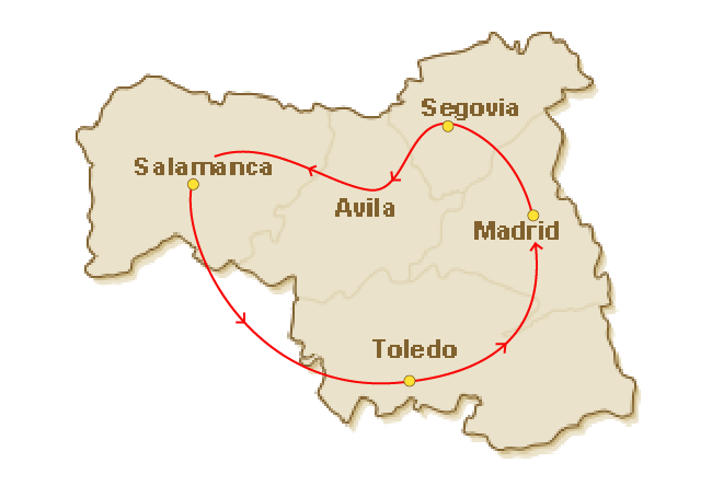 Rondreis route voor 1.Castilië het historisch hart rond Madrid